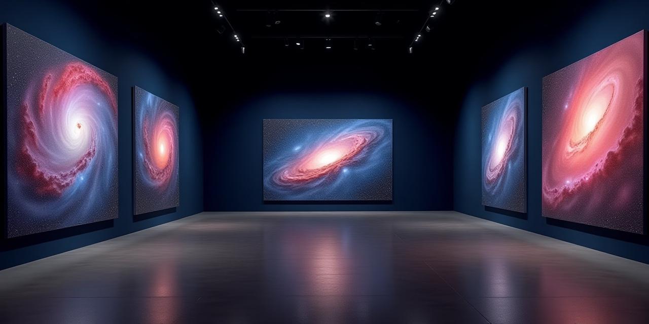 Panoramic view of cosmic art gallery