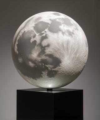 Brushed steel lunar sculpture